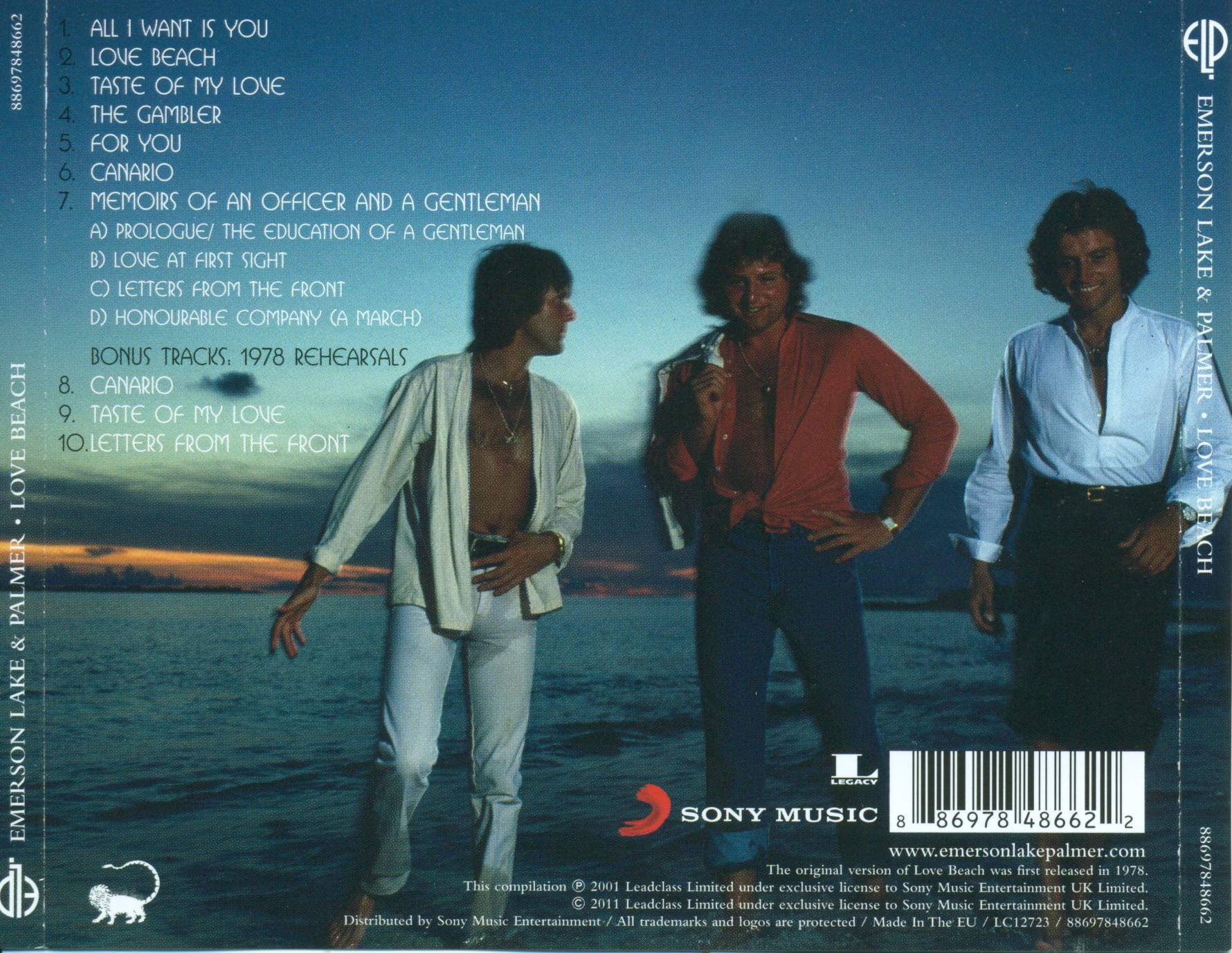 Emerson, Lake and Palmer Love Beach : Back FR